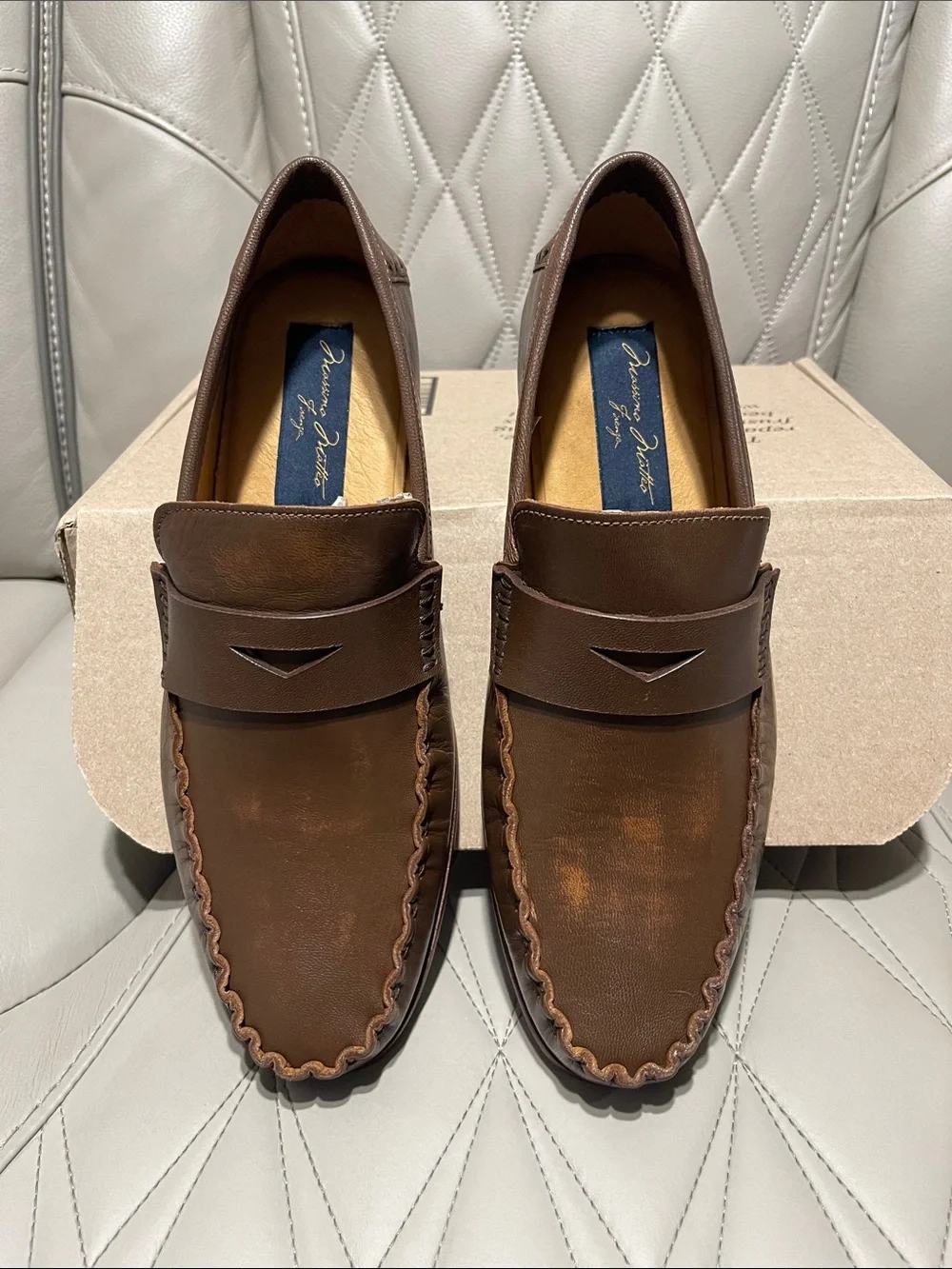 Massimo Matteo Brown Leather Penny Loafers